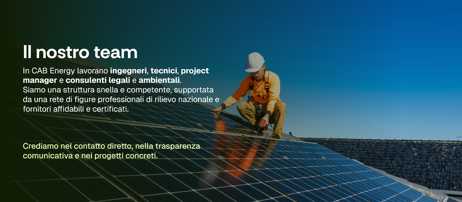 Schermata del sito CAB Energy: la sezione dedicata al team