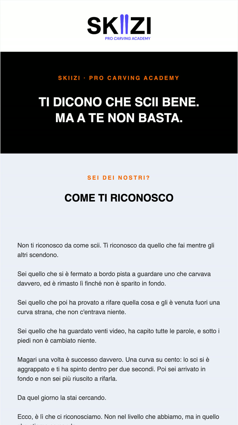 Email SKIIZI, ti dicono che scii bene